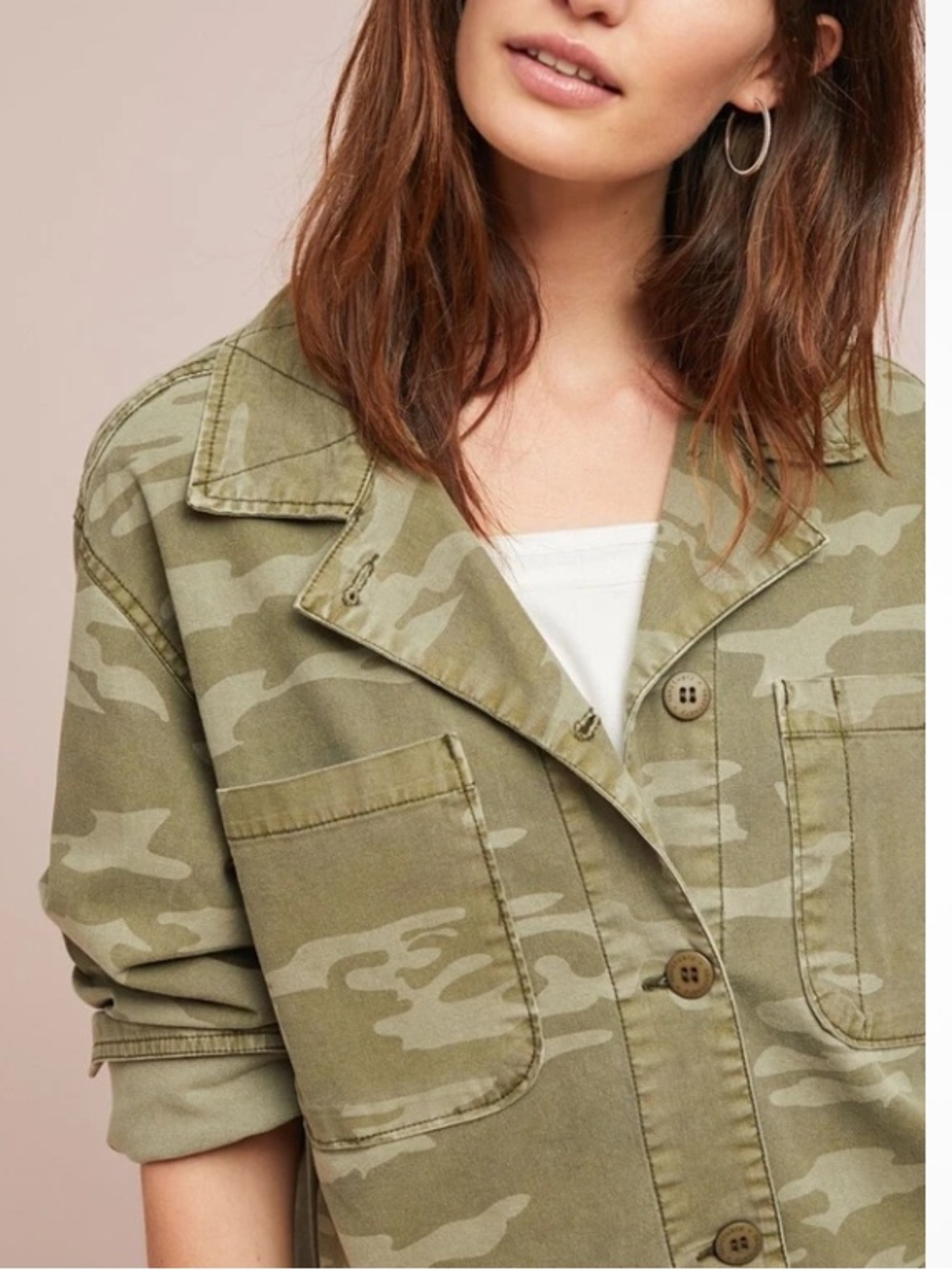 Sanctuary Cropped Camo Utility Jacket in Olive